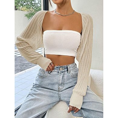 Women's Cropped Ribbed Bolero Cardigan