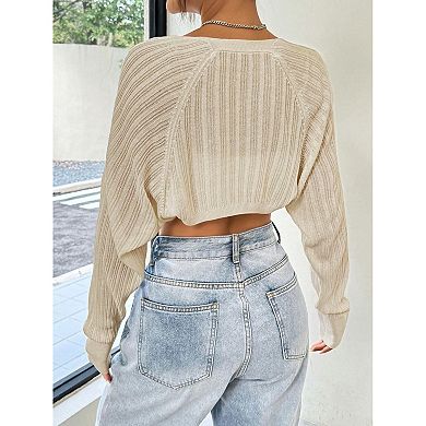 Women's Cropped Ribbed Bolero Cardigan