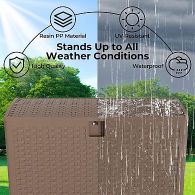 Resin Deck Box Outdoor Storage Container Lockable Waterproof Patio Storage Bench