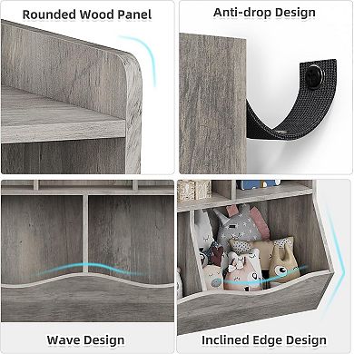 Kids Toy Storage Organizer, 5-Section Bookshelf Cubby