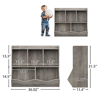 Kids Toy Storage Organizer, 5-Section Bookshelf Cubby