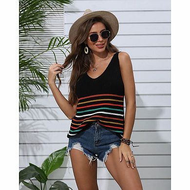 Women's Striped Knit Sweater Tank Top