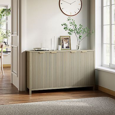 Fluted Sideboard Buffet Cabinet with Adjustable Shelves Storage Console for Home