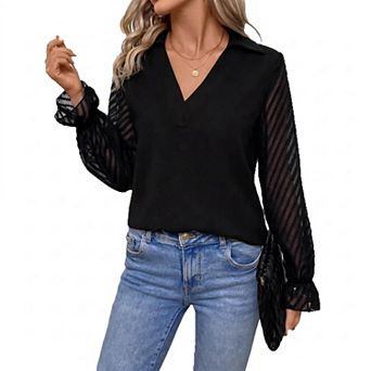 Women's Embroidery Square Neck Flowy Top