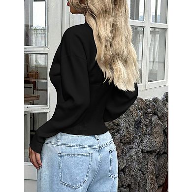 Women's V-Neck Button Front Long Sleeve Cardigan Sweater