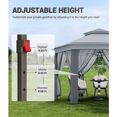 Hexagonal Pop-Up Gazebo, Double Vented Roof, Outdoor Canopy Tent with Carry Bag