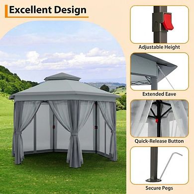 Hexagonal Pop-Up Gazebo, Double Vented Roof, Outdoor Canopy Tent with Carry Bag