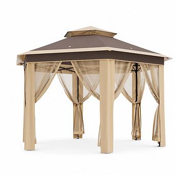 Hexagonal Pop-Up Gazebo, Double Vented Roof, Outdoor Canopy Tent with Carry Bag