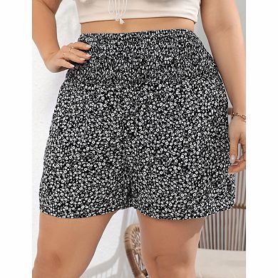 Women's Plus Size Smocked Waist Shorts