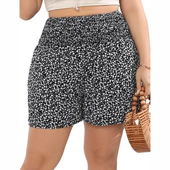 Women's Plus Size Smocked Waist Shorts