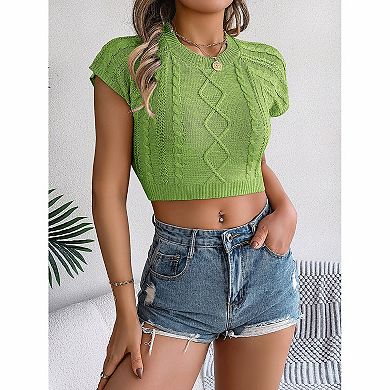 Women's Cropped Cable Knit Top
