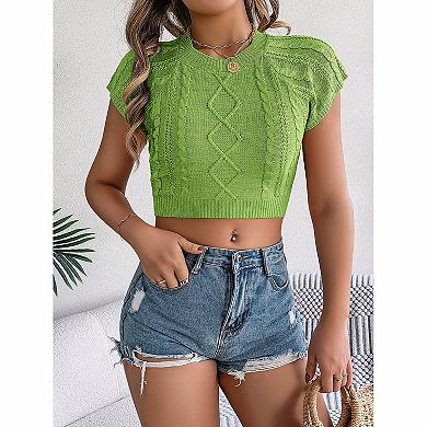 Women's Cropped Cable Knit Top