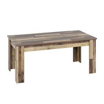 Rectangular Farmhouse Dining Table with Wood Top and Reinforced Base for Home