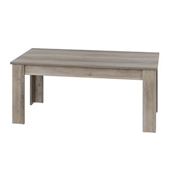 Rectangular Farmhouse Dining Table with Wood Top and Reinforced Base for Home