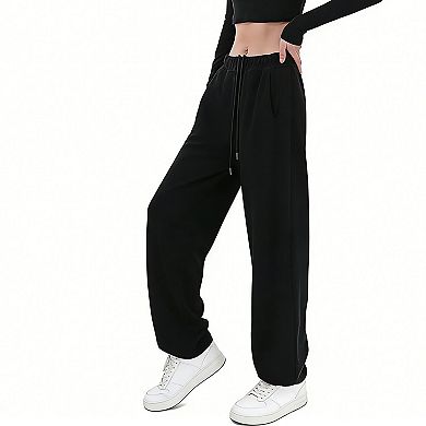 Women's High Waisted Wide Leg Sweatpants Loose Drawstring Casual Lounge Pants with Pockets