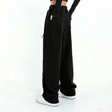 Women's High Waisted Wide Leg Sweatpants Loose Drawstring Casual Lounge Pants with Pockets