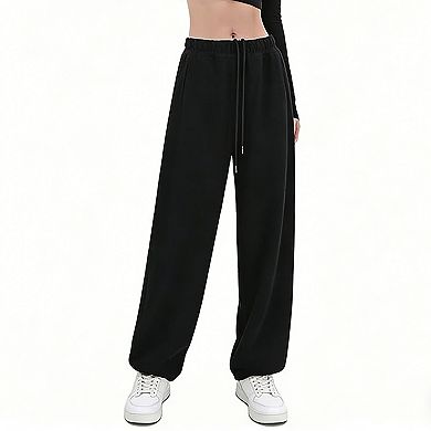 Women's High Waisted Wide Leg Sweatpants Loose Drawstring Casual Lounge Pants with Pockets