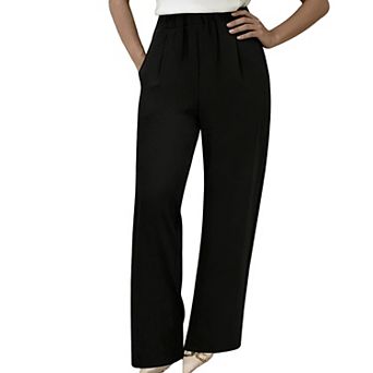 Women's High Waisted Wide Leg Pants Casual Loose Trousers for Work Office Business with Pockets