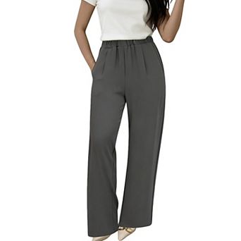 Women's High Waisted Wide Leg Pants Casual Loose Trousers for Work Office Business with Pockets