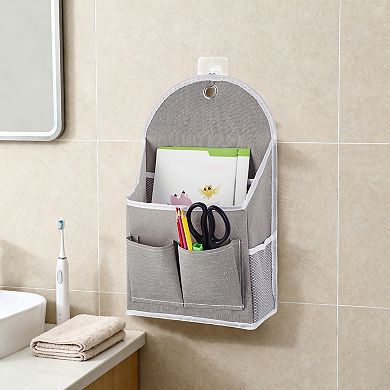 4 Pack Wall Hanging Storage Organizer, Cotton Linen Wall Pocket Organizer with Waterproof Coating