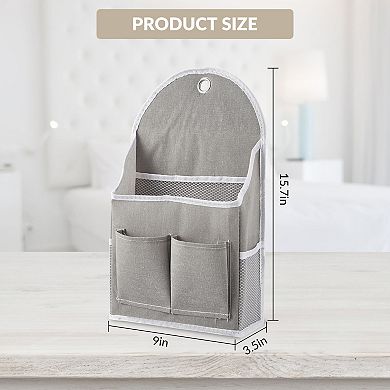 4 Pack Wall Hanging Storage Organizer, Cotton Linen Wall Pocket Organizer with Waterproof Coating