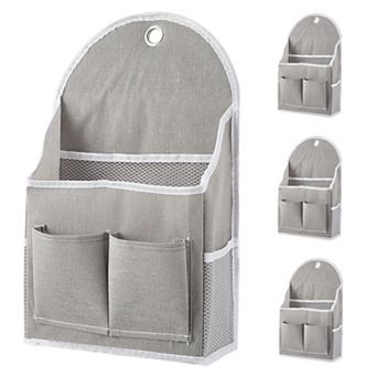 4 Pack Wall Hanging Storage Organizer, Cotton Linen Wall Pocket Organizer with Waterproof Coating