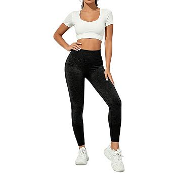 Womens High Waist Tummy Control Yoga Leggings Mesh Panel Lifting Pants