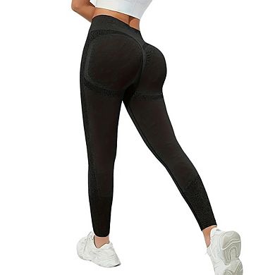 Womens High Waist Tummy Control Yoga Leggings Mesh Panel Lifting Pants