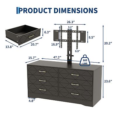 Entertainment Center with Storage Drawers TV Stand with Adjustable Mount Media Console