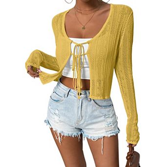 Women's Long Sleeve Tie Front Knit Cardigan Sweater