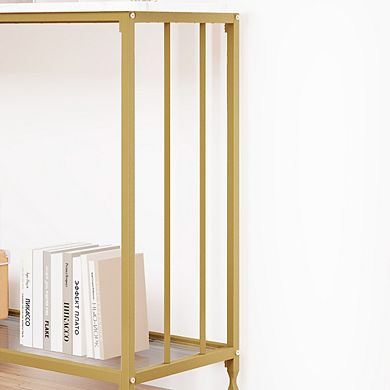 Narrow Metal Frame Console Table Tiered Storage Display Organizer for Entryway