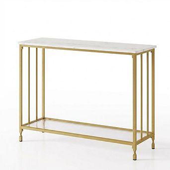 Narrow Metal Frame Console Table Tiered Storage Display Organizer for Entryway