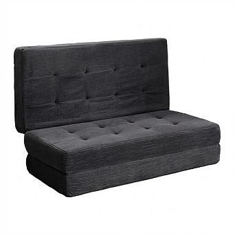 6" Tri-Fold Mattress Full Size, Tufted Folding Corduroy with Chenille Fabric, Floor Guest Mat