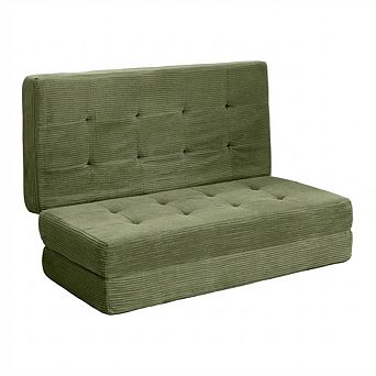 6" Tri-Fold Mattress Full Size, Tufted Folding Corduroy with Chenille Fabric, Floor Guest Mat