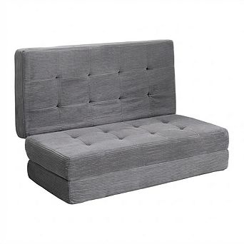 6" Tri-Fold Mattress Full Size, Tufted Folding Corduroy with Chenille Fabric, Floor Guest Mat