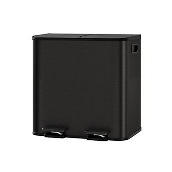 Dual Compartment Kitchen Trash Can, Stainless Steel Pedal Bin, Step Bin, Removable Buckets