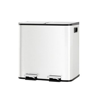 Dual Compartment Kitchen Trash Can, Stainless Steel Pedal Bin, Step Bin, Removable Buckets