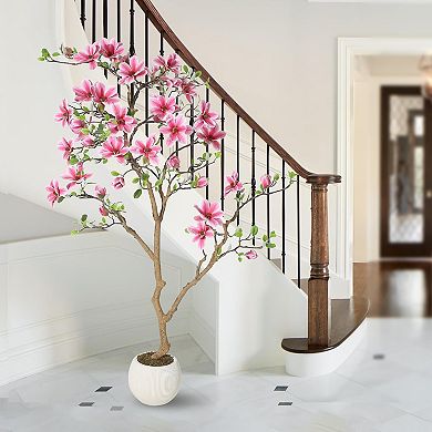 Realistic Artificial Magnolia Tree in Pot, For Home, Living Room, Bedroom, Office