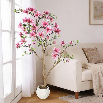 Realistic Artificial Magnolia Tree in Pot, For Home, Living Room, Bedroom, Office