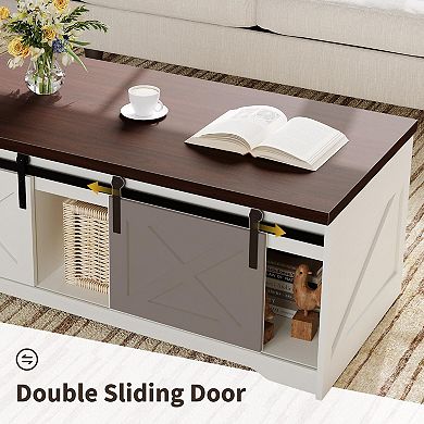 Lift Top Coffee Table with Hidden Storage Shelf Rising Table for Living Room