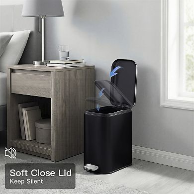 Compact Stainless Steel Trash Can, Removable Inner Bucket, Durable Pedal, Portable Handle