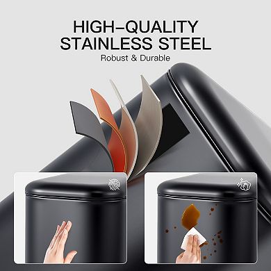 Compact Stainless Steel Trash Can, Removable Inner Bucket, Durable Pedal, Portable Handle