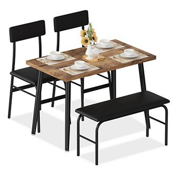 Compact Kitchen Dining Table Set with Upholstered Seating for Apartment
