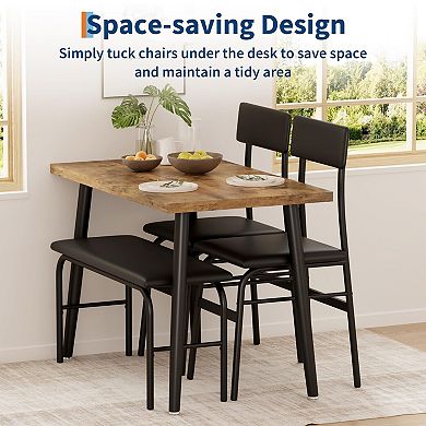 Compact Kitchen Dining Table Set with Upholstered Seating for Apartment