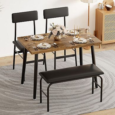 Compact Kitchen Dining Table Set with Upholstered Seating for Apartment