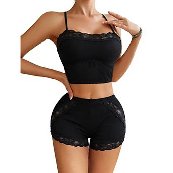 Avidlove Pajama Set for Women Floral Lace Pjs Set Sleepwear Cami Shorts Piece Soft Lingerie