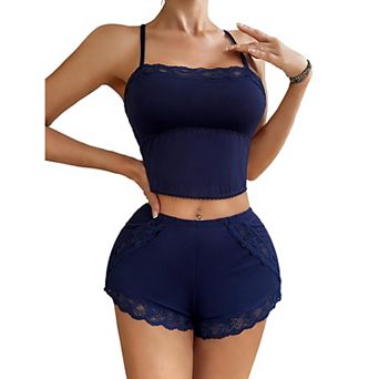 Avidlove Pajama Set for Women Floral Lace Pjs Set Sleepwear Cami Shorts Piece Soft Lingerie