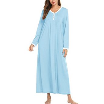 Ekouaer Cotton Nightgowns for Womens Nightgown Full Length Nightgown Nightdress Button Sleep Shirts