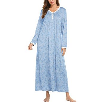 Ekouaer Cotton Nightgowns for Womens Nightgown Full Length Nightgown Nightdress Button Sleep Shirts