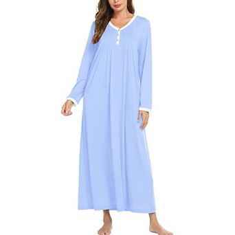 Ekouaer Cotton Nightgowns for Womens Nightgown Full Length Nightgown Nightdress Button Sleep Shirts